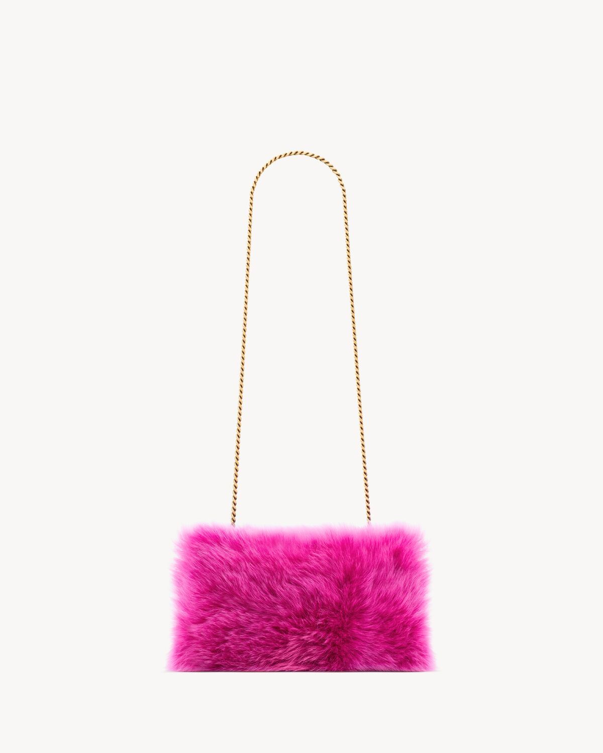 Saint Laurent Kate Small Reversible In Shearling In Pink