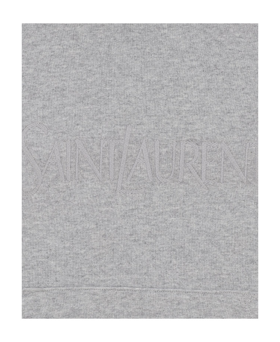 Saint Laurent Grey Hoodie With Cassandre Embroidery In Cotton Woman In Gray