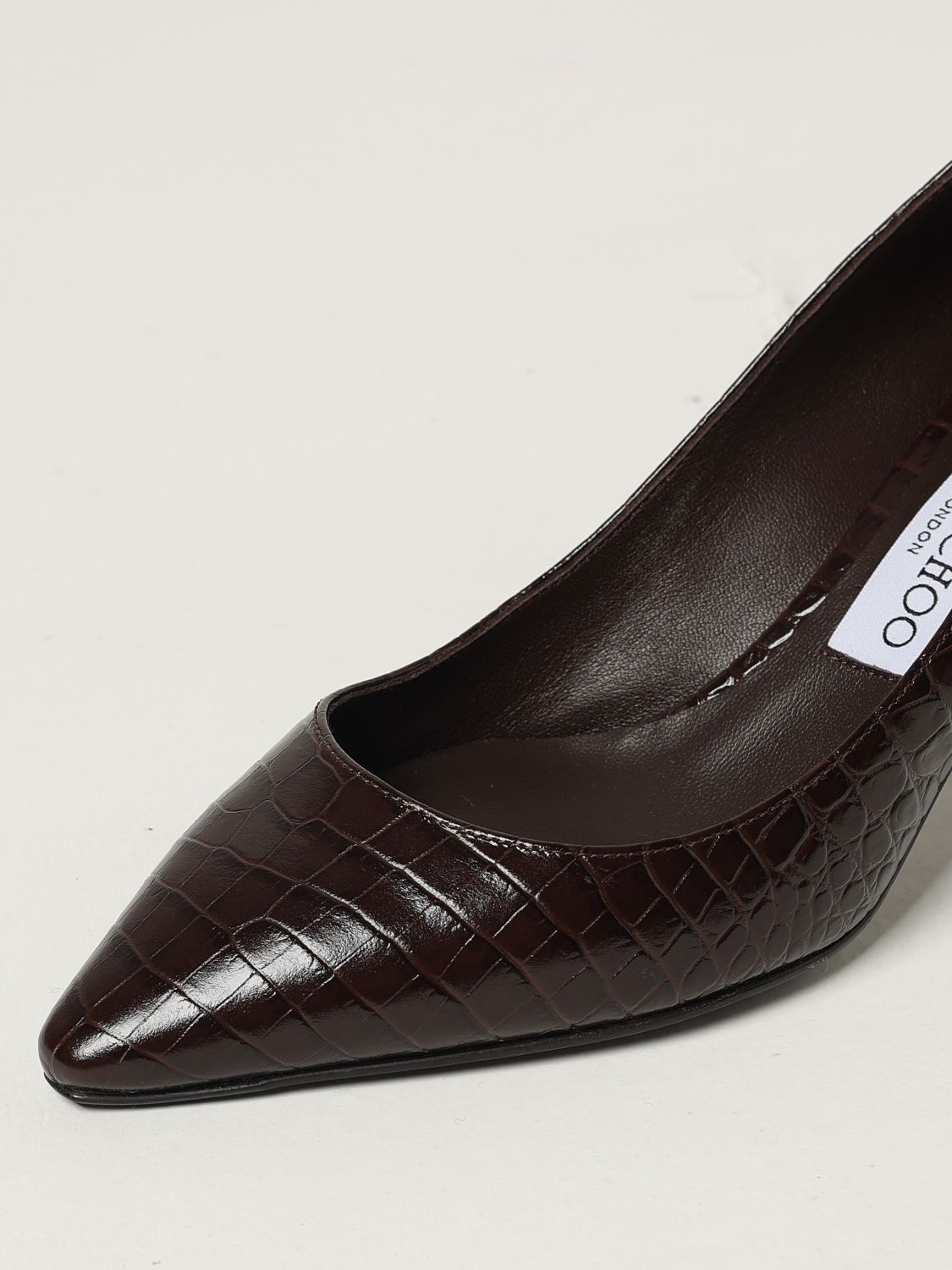 Jimmy Choo Women Romy 85 Leather Pumps With Croco Effect In Brown