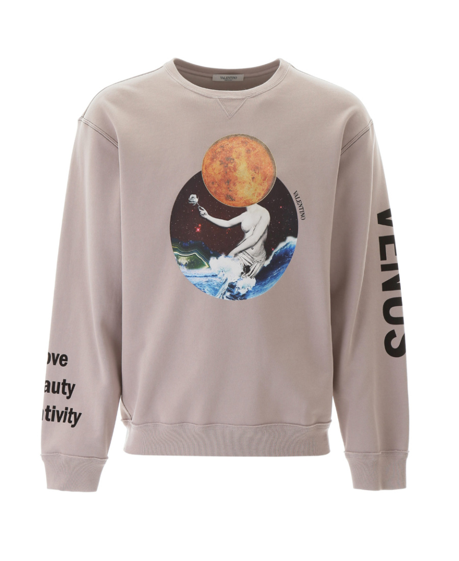 Valentino Graphic Print Sweatshirt In Nude