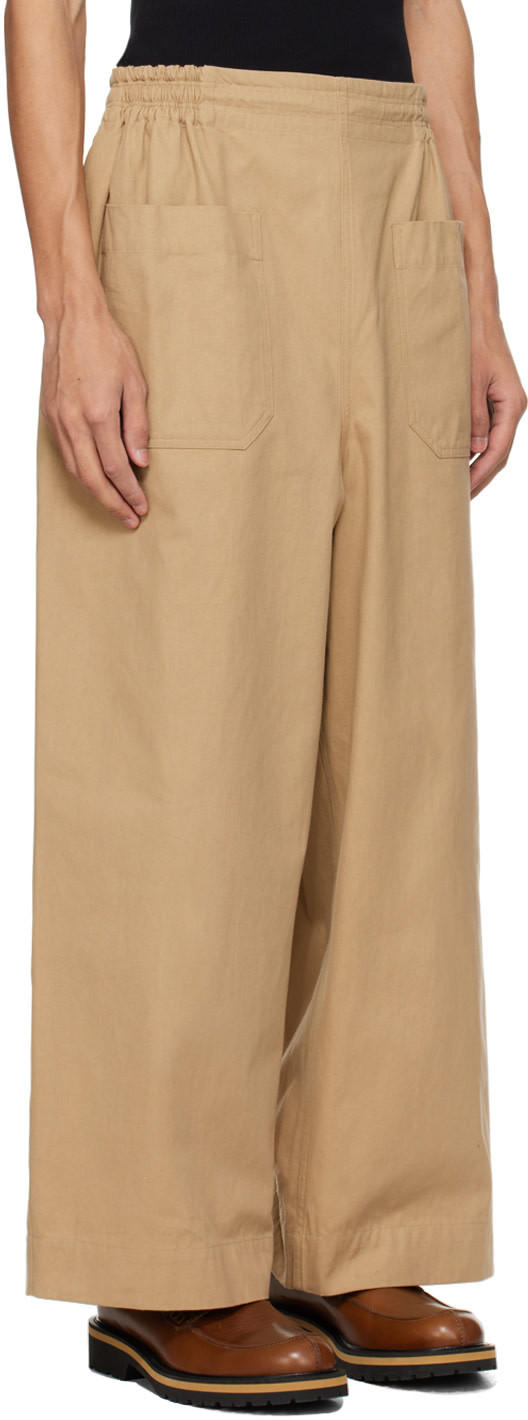 Hed Mayner Beige Patch Pocket Trousers In Nude