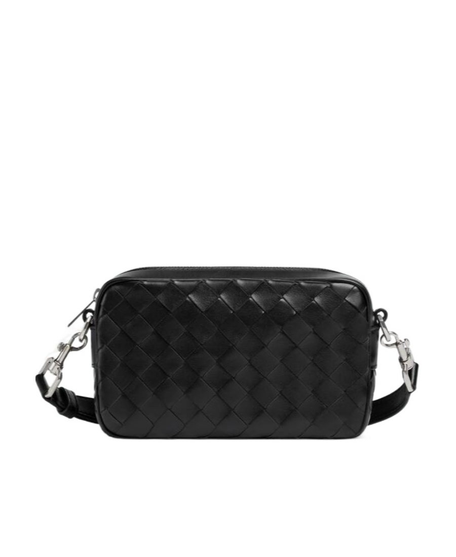 Bottega Veneta Mini Intrecciato Messenger Bag In Black
