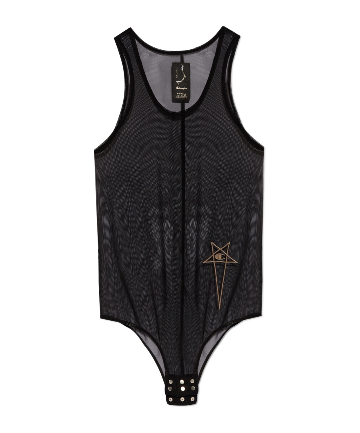 Rick Owens Logo-embroidered Mesh Tank Top In Black
