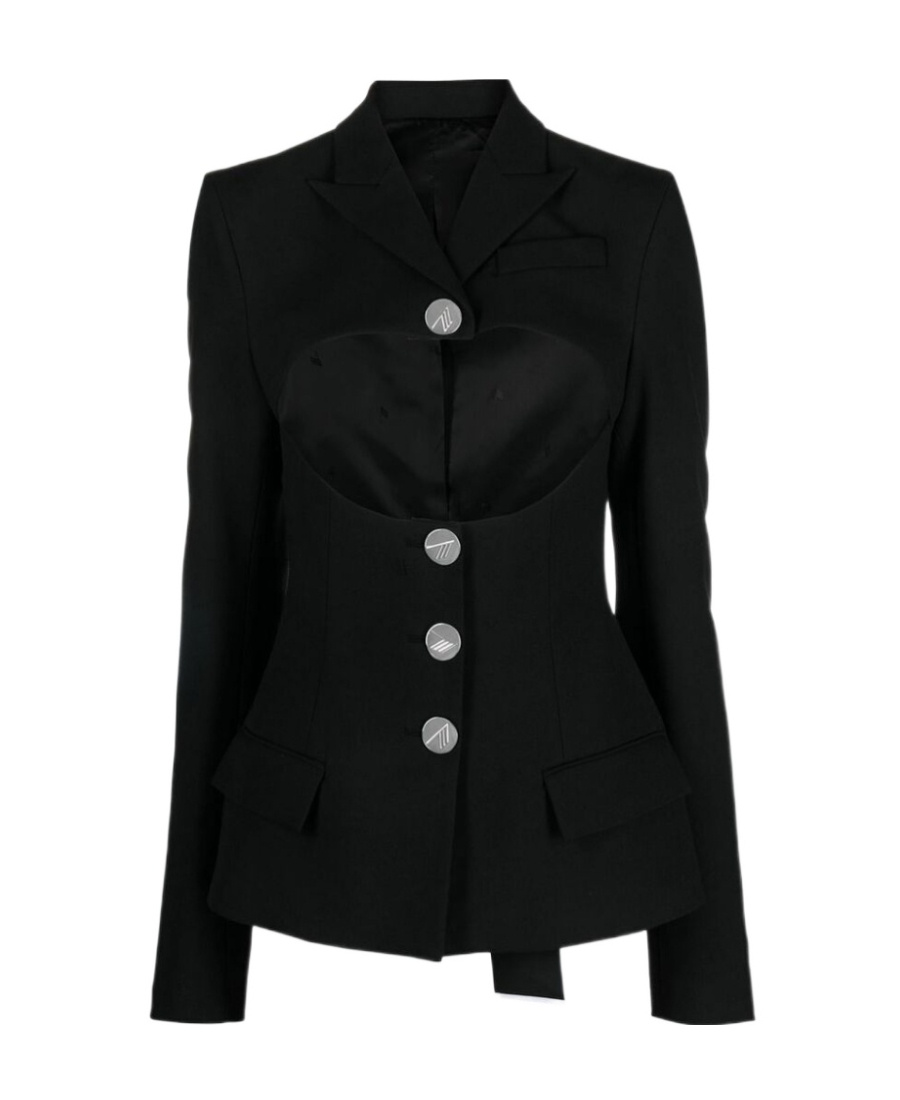 Attico Gwenda Single-breasted Blazer In Black