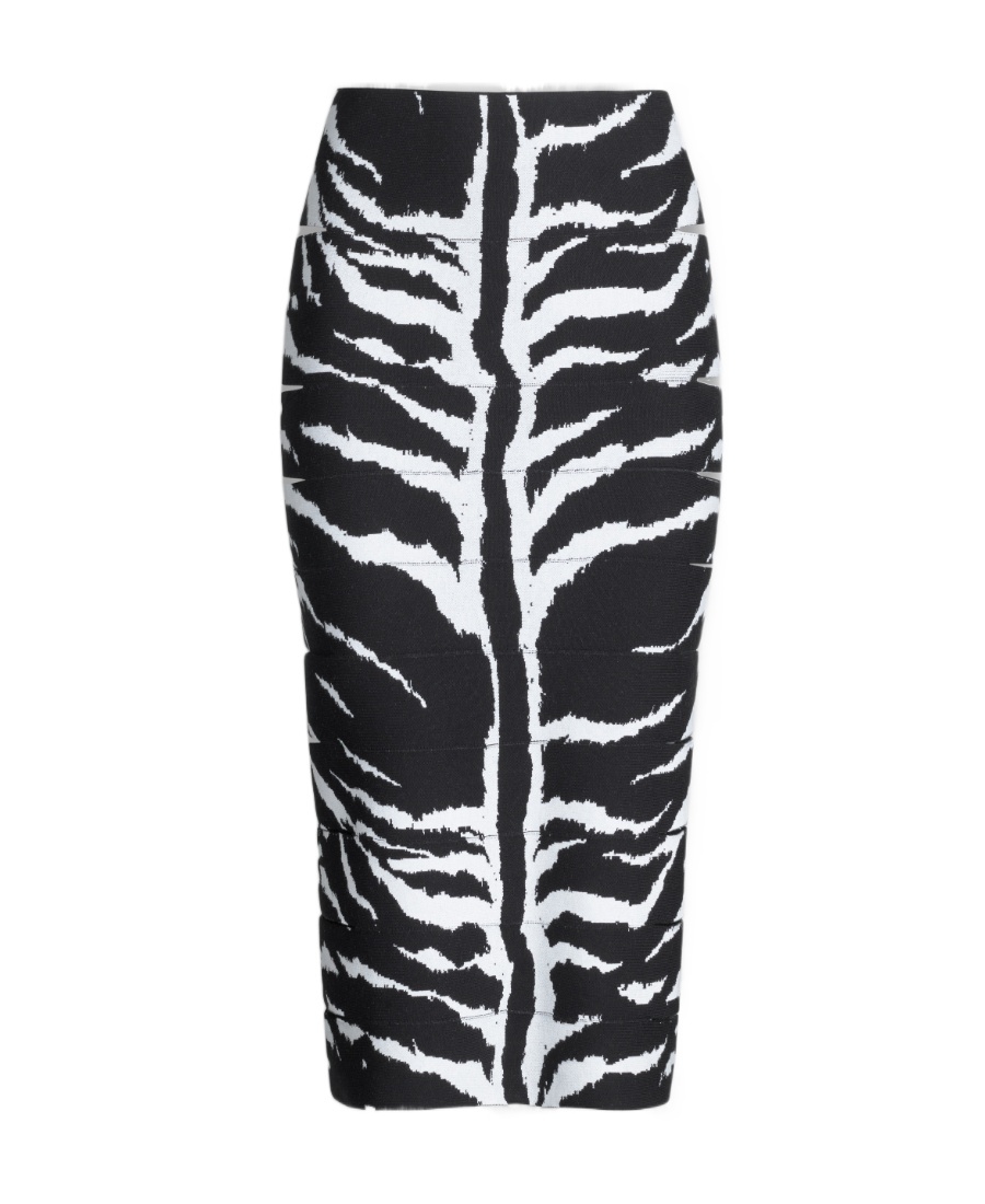 Shop Alaïa Zebra-jacquard Pencil Skirt In Black