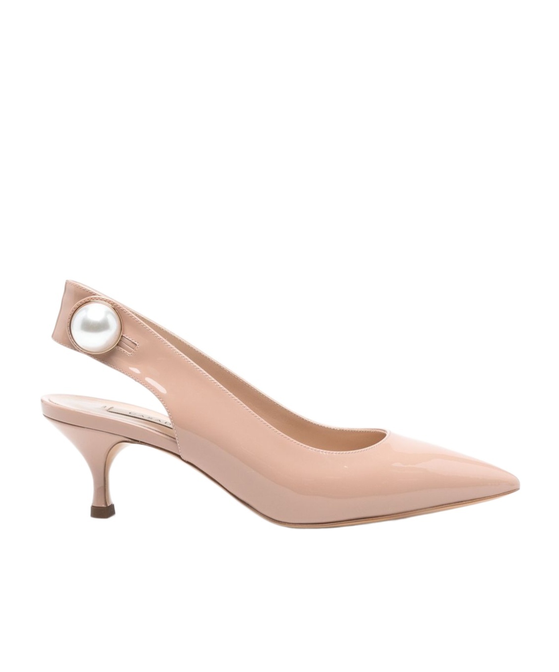 Casadei Pointed Toe Slingback Pumps With Mid Heel In Nude