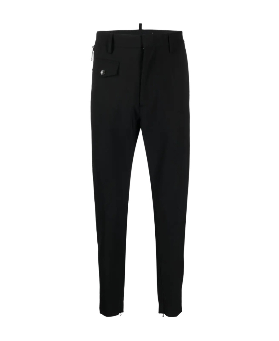 Shop Dsquared2 Slim-cut Tapered Cropped Trousers In Black