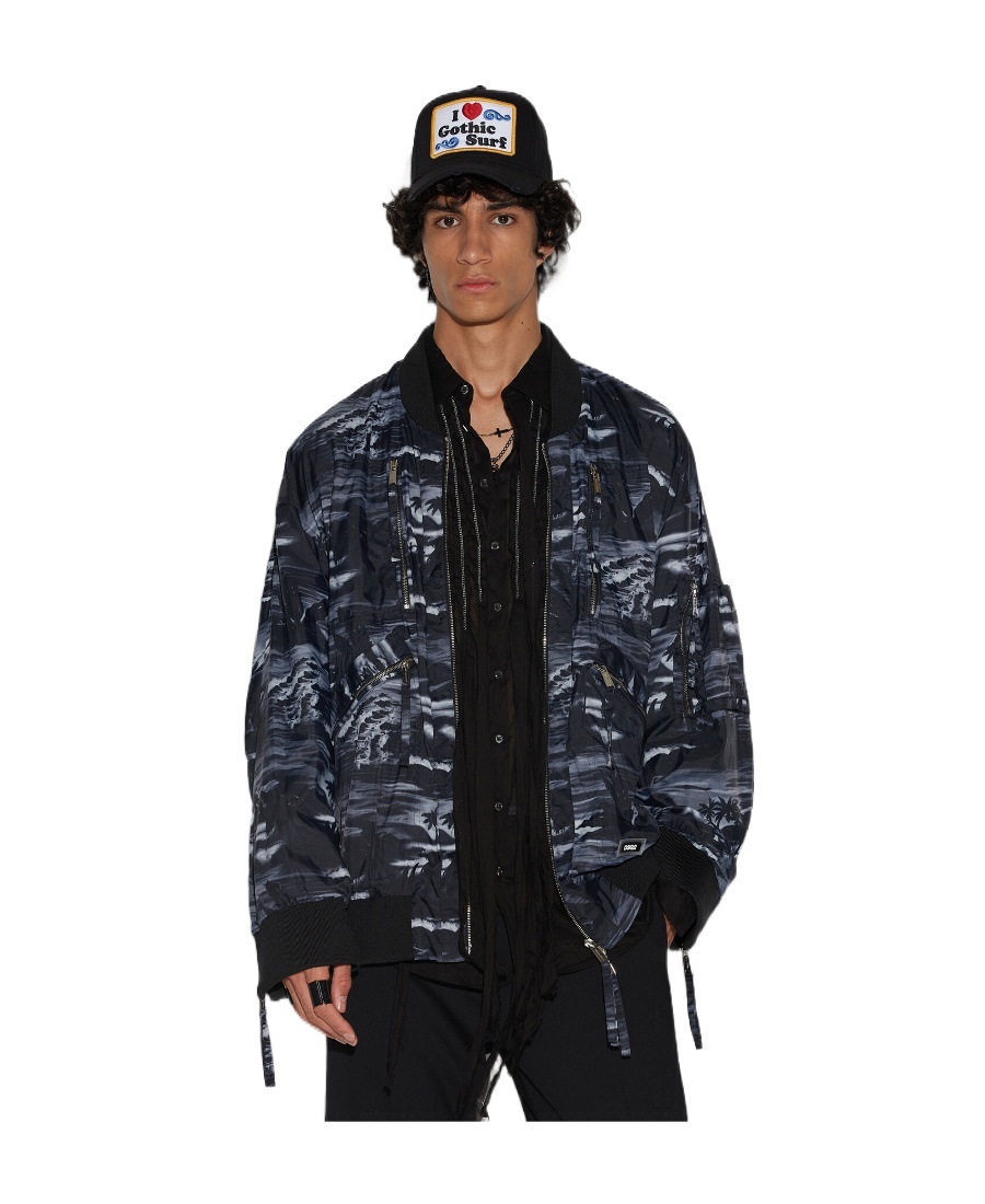 Dsquared2 Man Jacket Slate Blue Size 44 Polyamide In Black