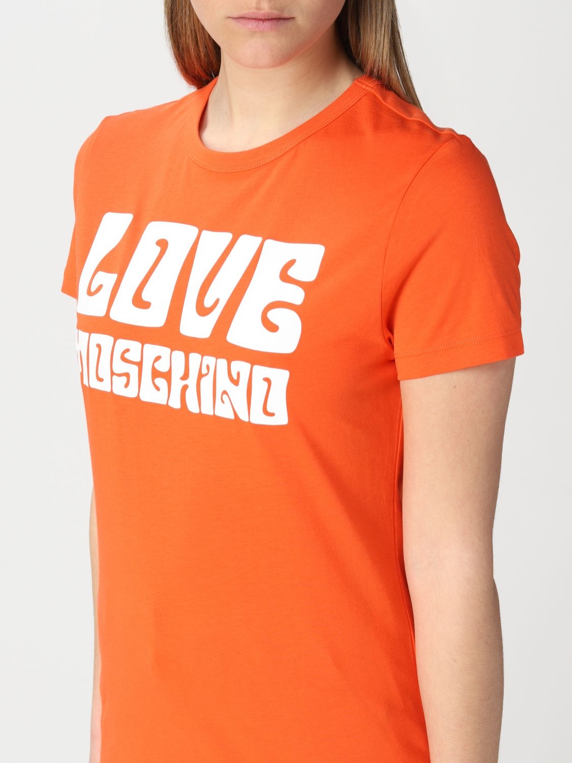 Moschino Logo Short-sleeved T-shirt In Orange