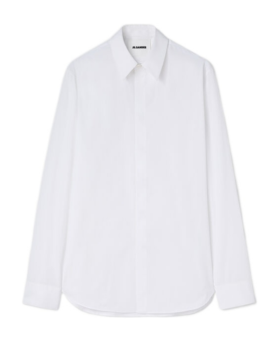 Jil Sander Long-sleeve Poplin Shirt In White