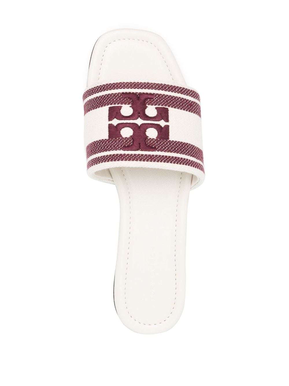 Tory Burch Logo-embroidered Open-toe Flat Slides In Multicolor