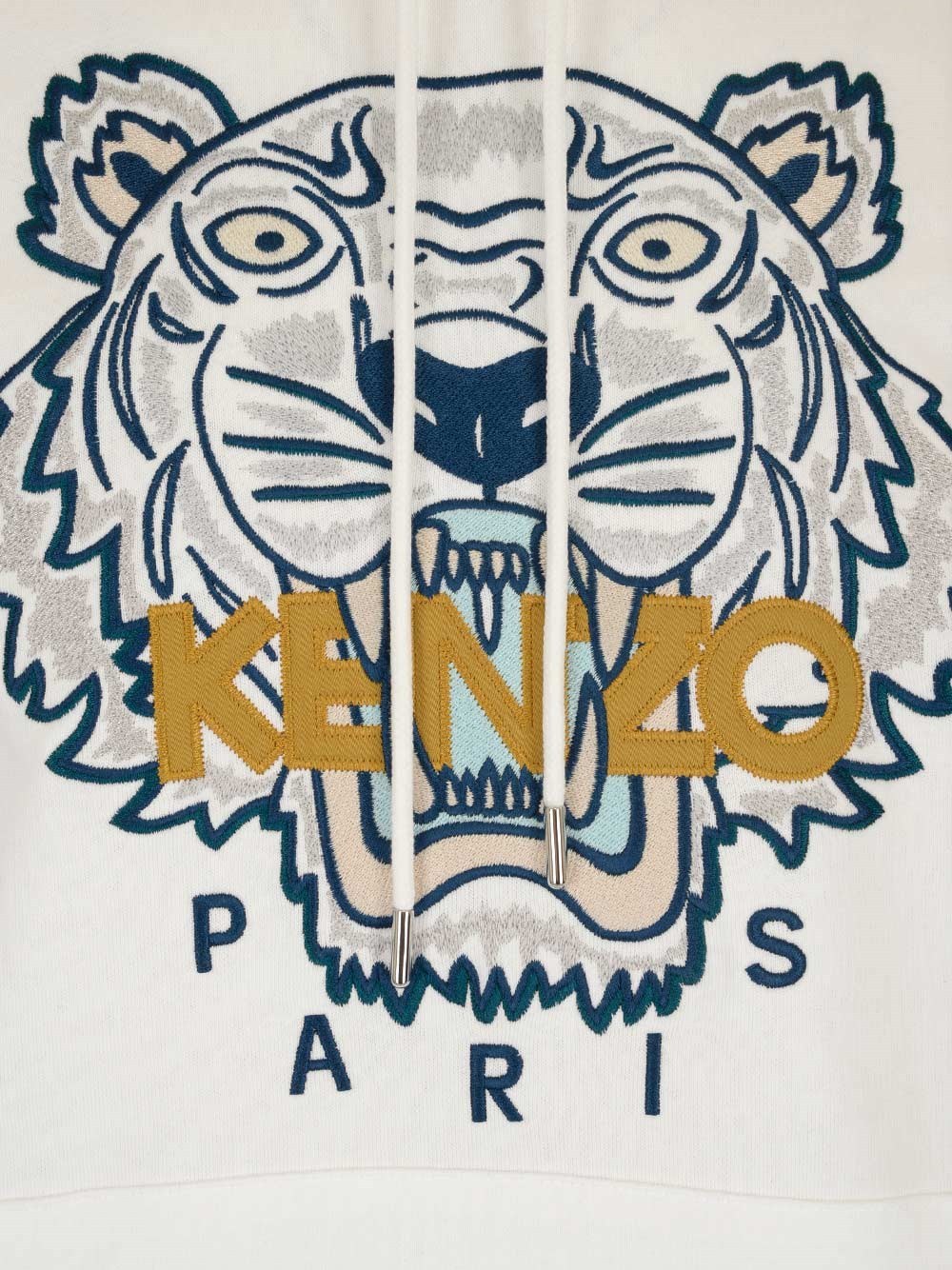 Kenzo Tiger Embroidered Relaxed Hoodie In White