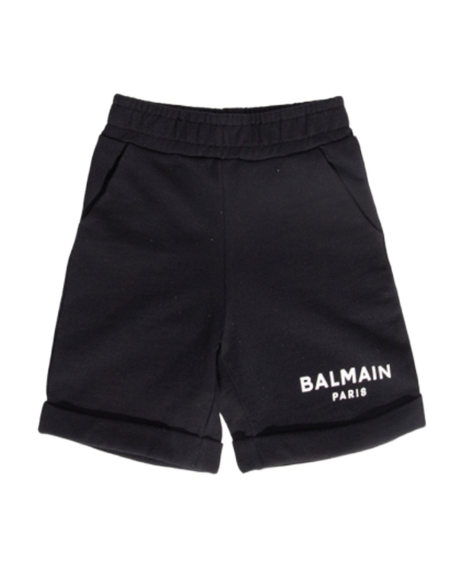 Balmain Logo-print Cotton Shorts In Black
