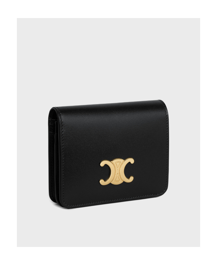 Celine Triomphe Logo Wallet In Black