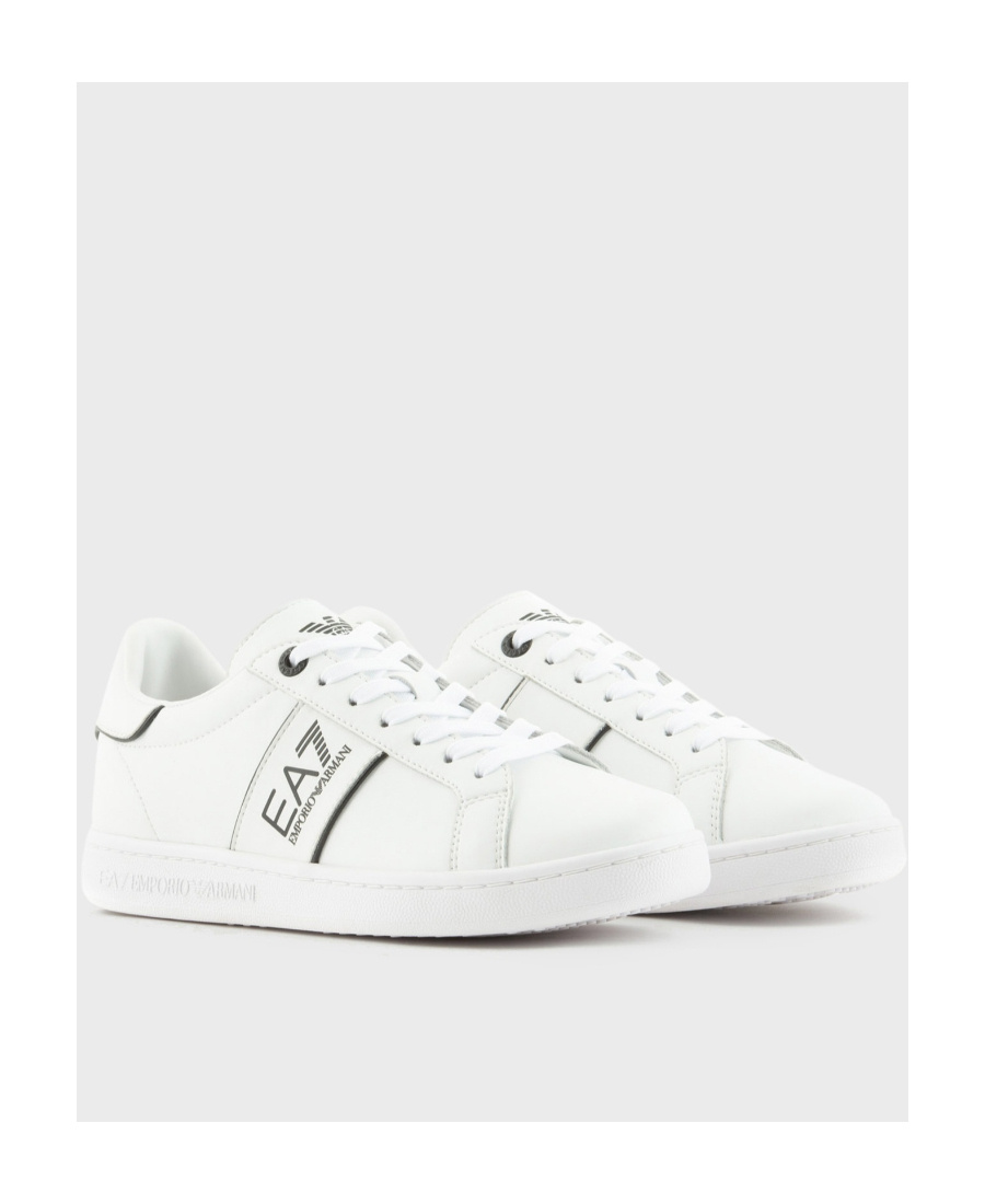 Ea7 Logo-print Leather Sneakers In White
