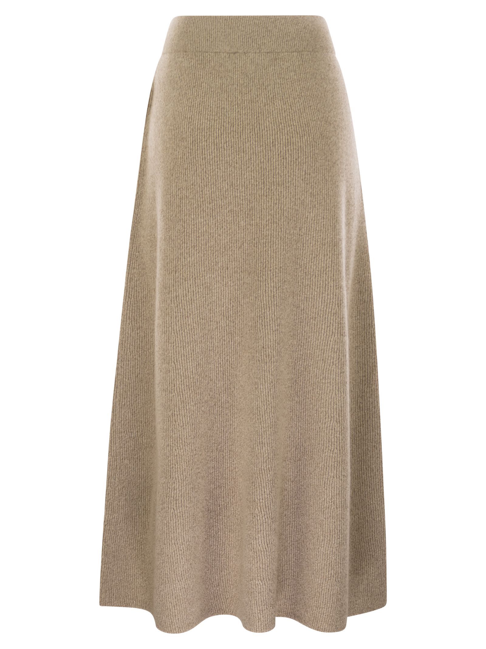 Fabiana Filippi Platinum And Lurex Long Skirt In Brown