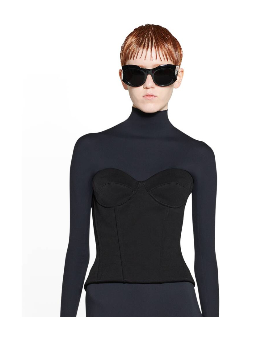 Balenciaga Boned Corset Top In Black