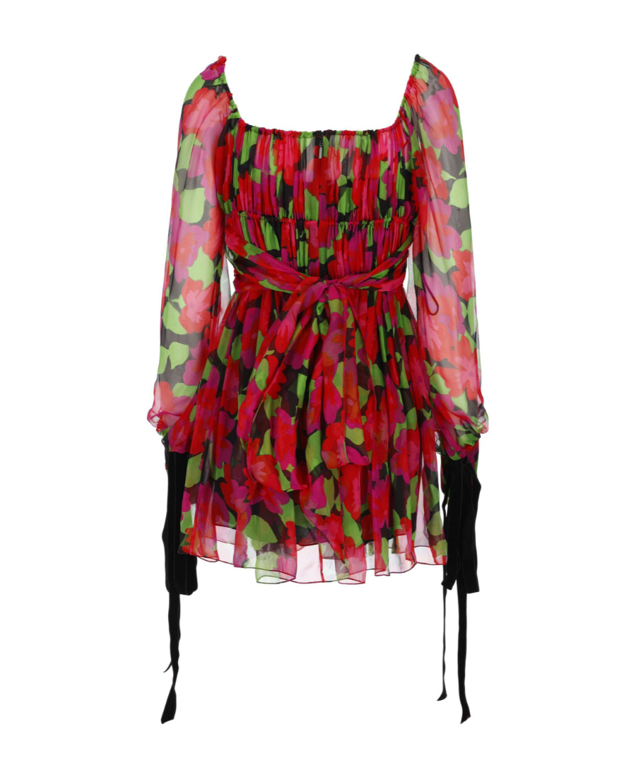 Saint Laurent Women's Robe Mousseline Fleur Gisele | Size 36 | 680641y3e161052 In Multicolor