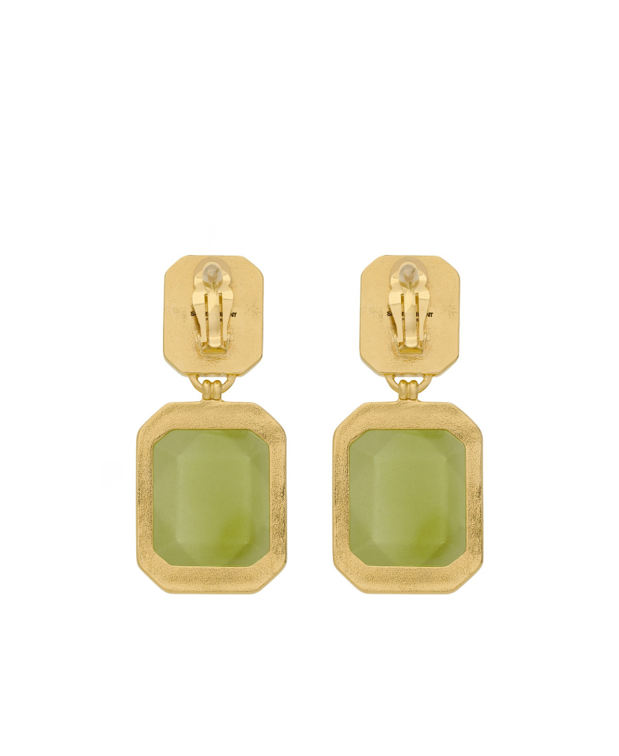 SAINT LAURENT SAINT LAURENT OCTAGON LOGO ENGRAVED EARRINGS