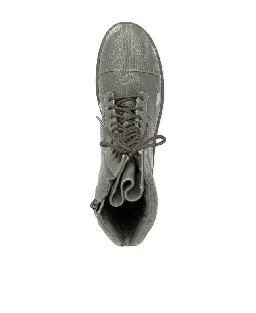 Balenciaga Mens Khaki Combat Strike Faded-wash Canvas Ankle Boots In Gray