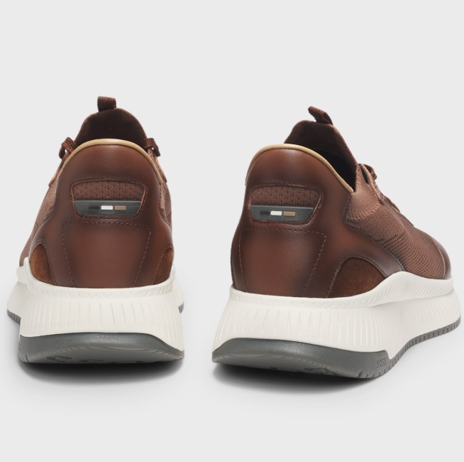 Hugo Boss Round-toe Low-top Sneakers In Brown