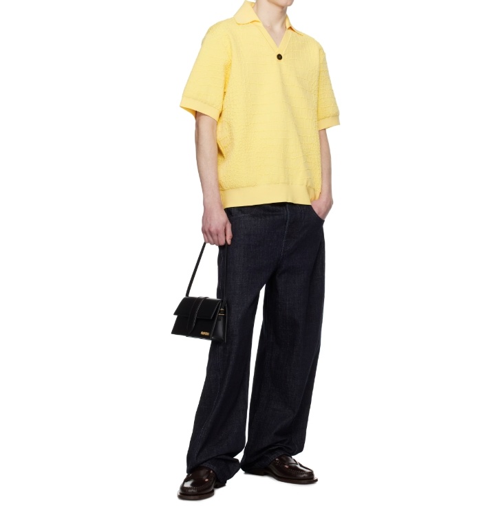 Jacquemus Polo Shirt With Lapel Short Sleeve In Yellow