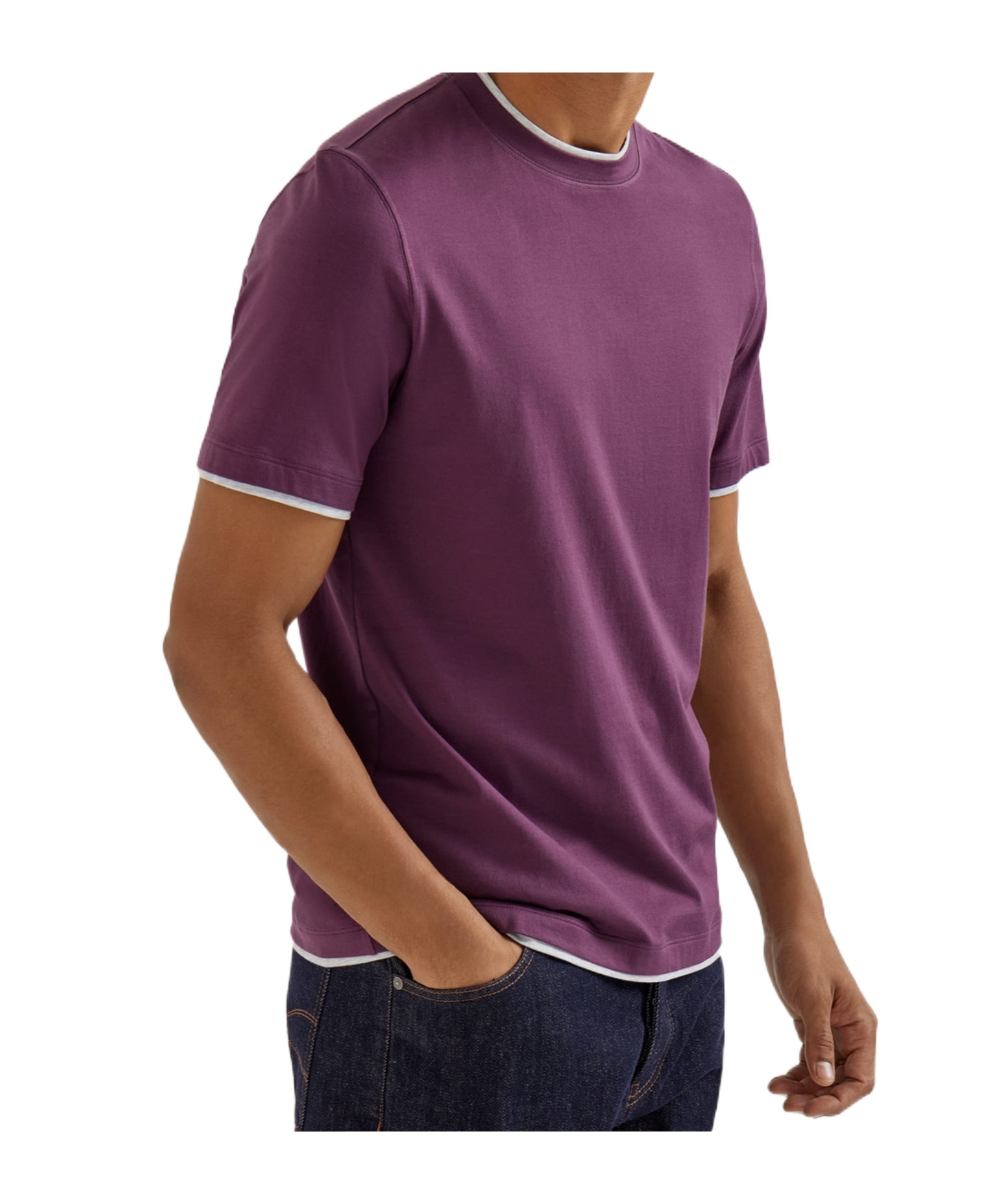 Brunello Cucinelli Men Faux Layering T-shirt In Purple