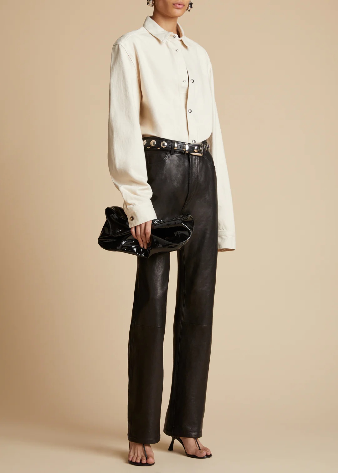 Khaite Rivet Needle Buckle Belt In Black