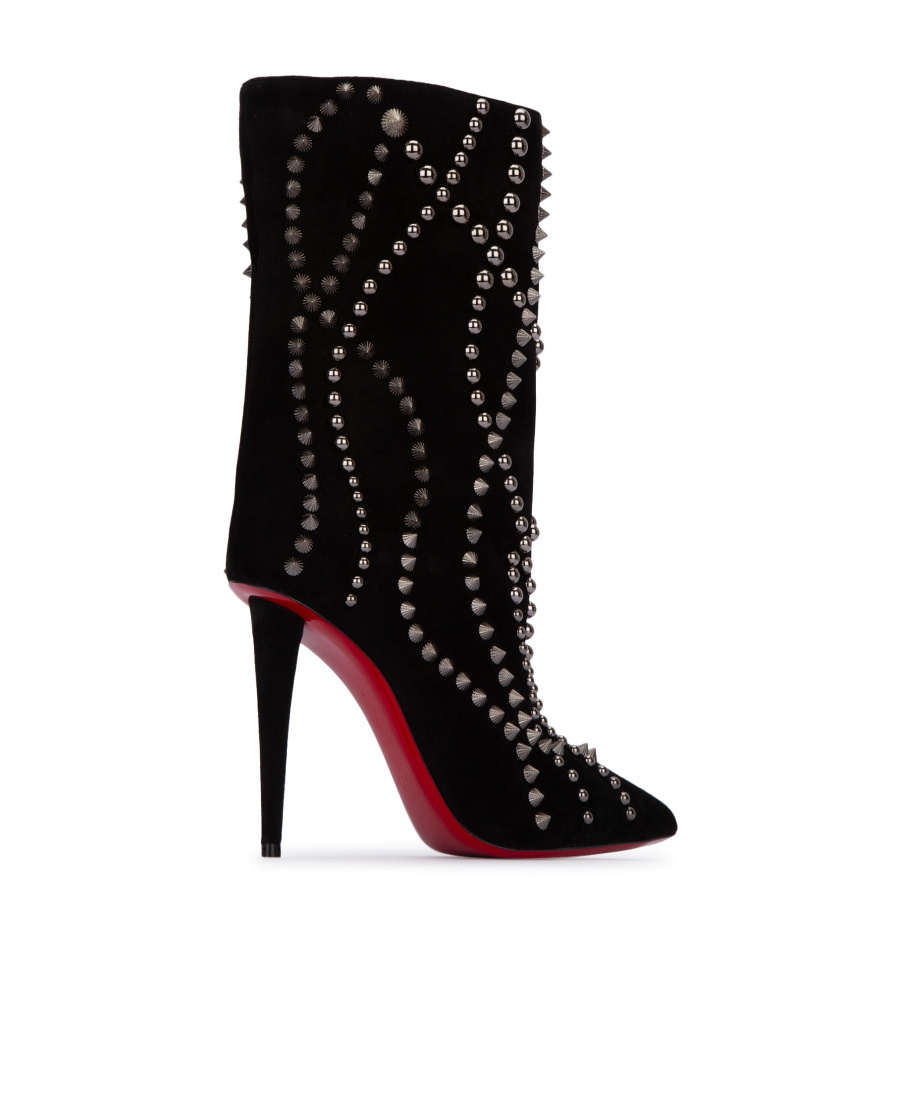 Christian Louboutin Elegant Calf Leather Boots For Women In Black