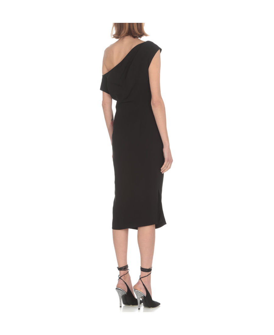Alexandre Vauthier One-shoulder Draped Midi Dress In Black