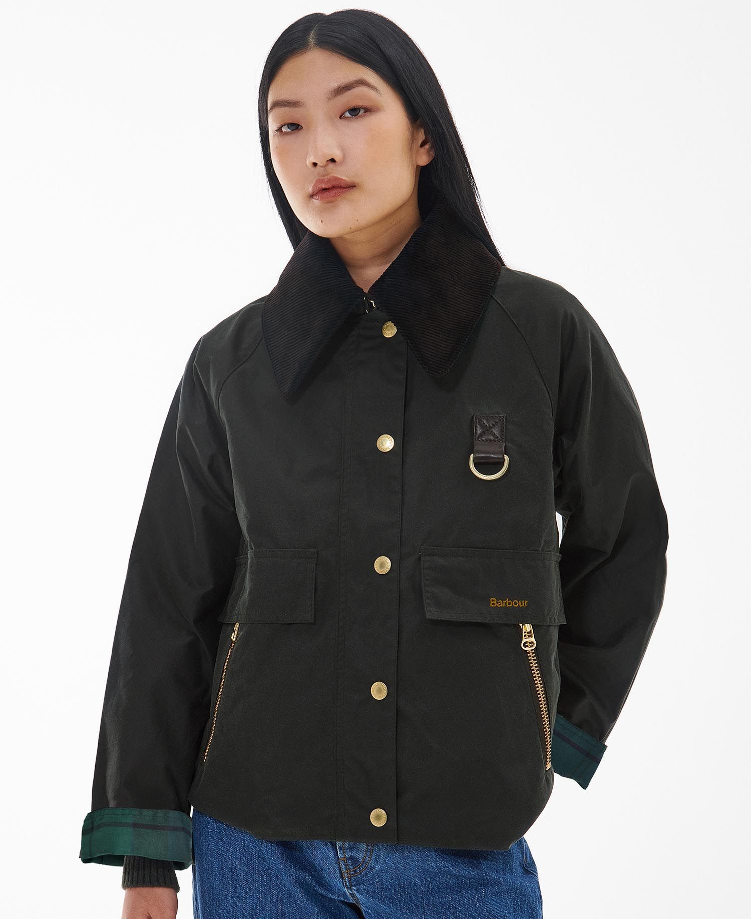 Barbour Reighton Spey Waxed Jacket In Black