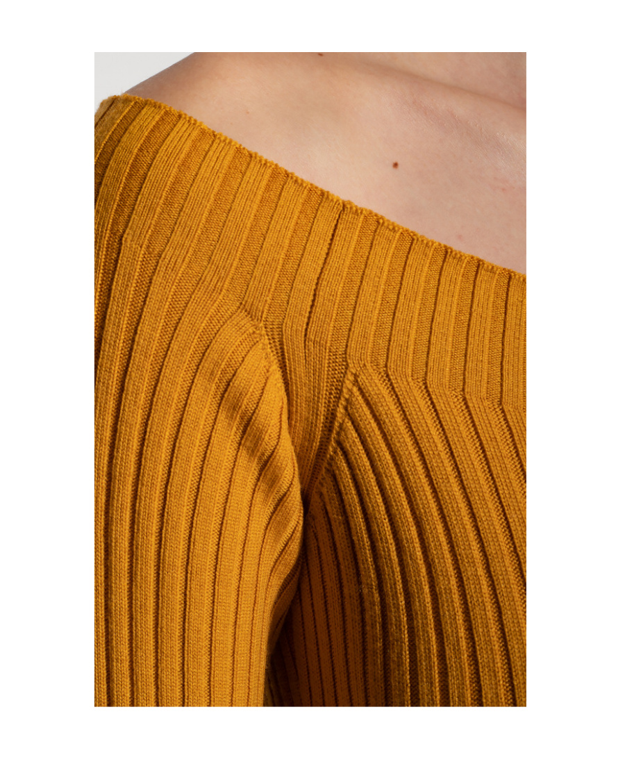 Chloé Off-shoulder Ribbed Maxi Dress In Orange