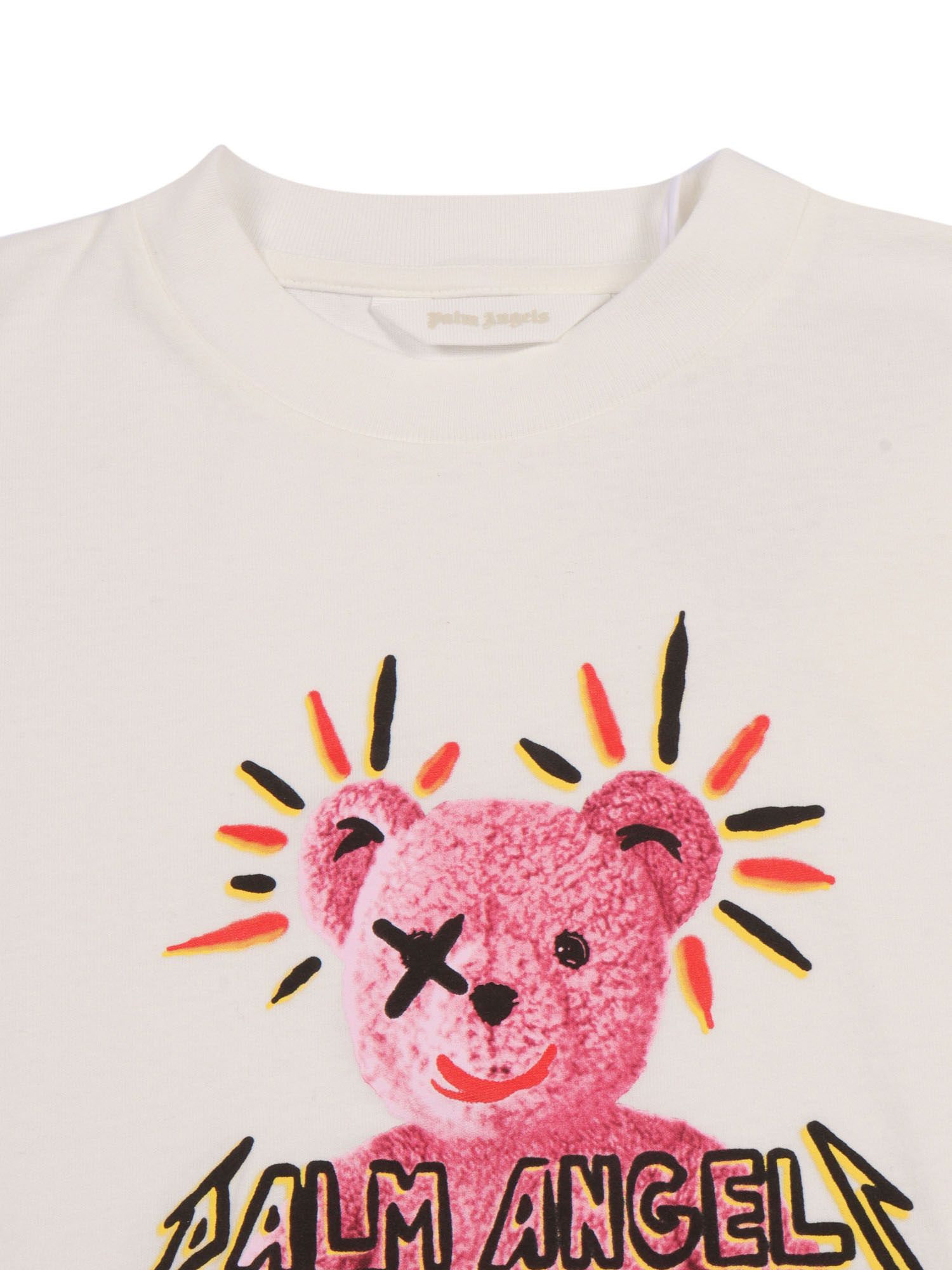 Palm Angels Kids Teddy-print Crewneck T-shirt In White