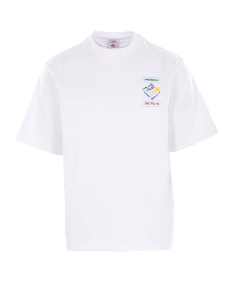 Casablanca White Cotton T-shirt With Print In Pattern