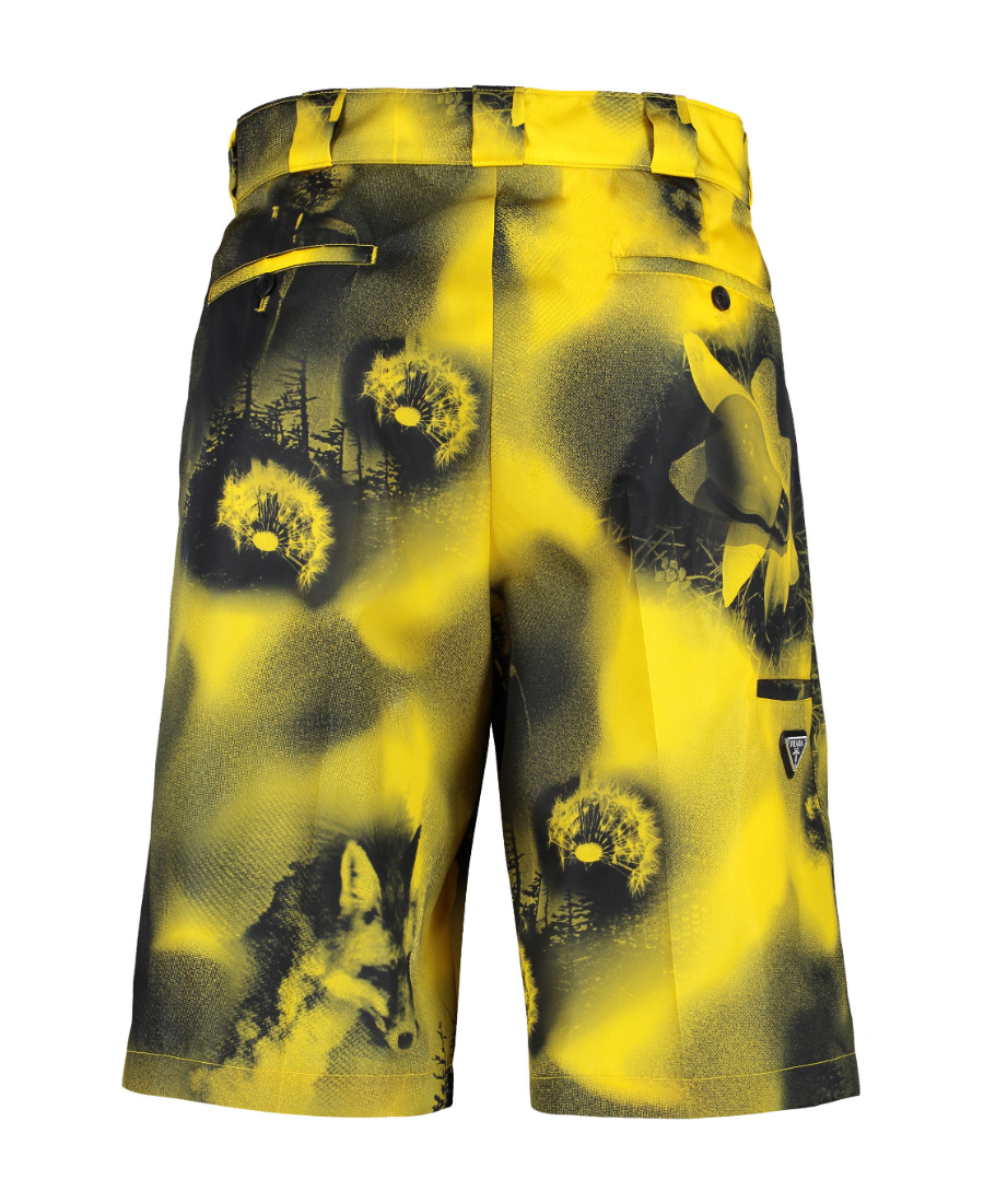 Prada Logo Printed Shorts In Yellow