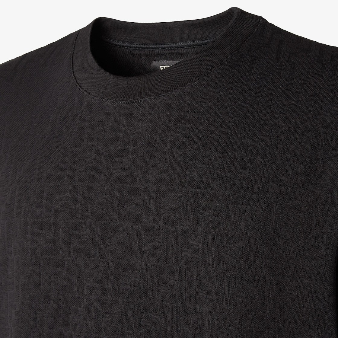 Fendi Monogrammed Geometric Pattern Crew Neck T-shirt In Black