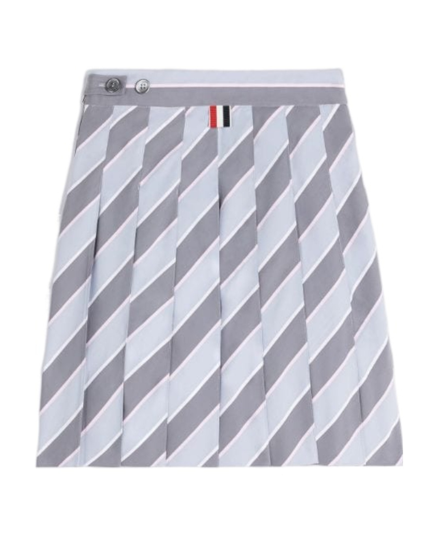 Thom Browne Stripe-print Pleated Skirt In White