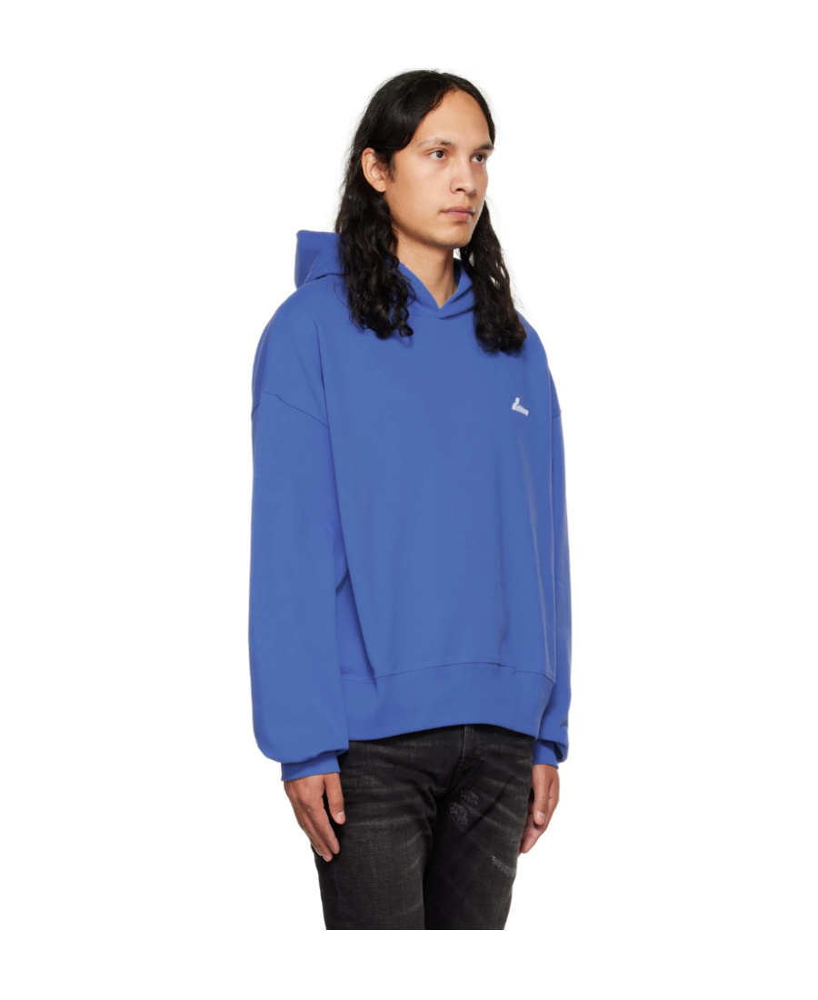 We11 Done Logo-print Cotton Hoodie In Blue