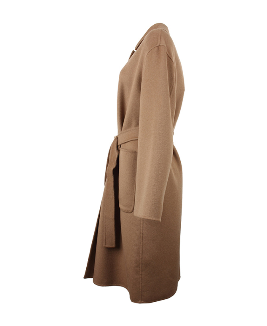 Max Mara Logo Coat In Brown