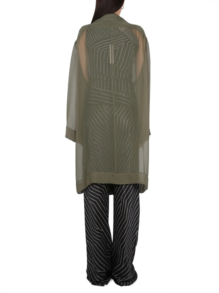 Rick Owens Sheer Silk Trench Coat In Green