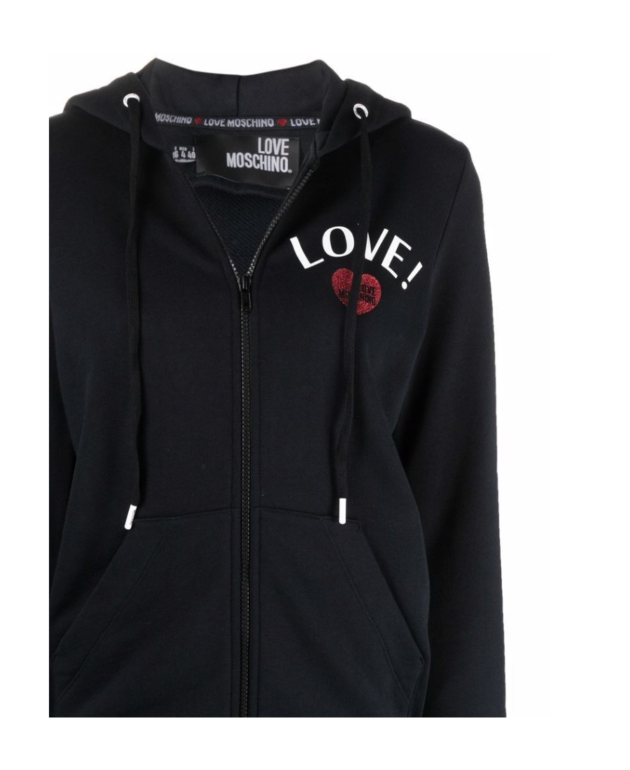Shop Moschino Logo-print Zipped Hoodie In Black