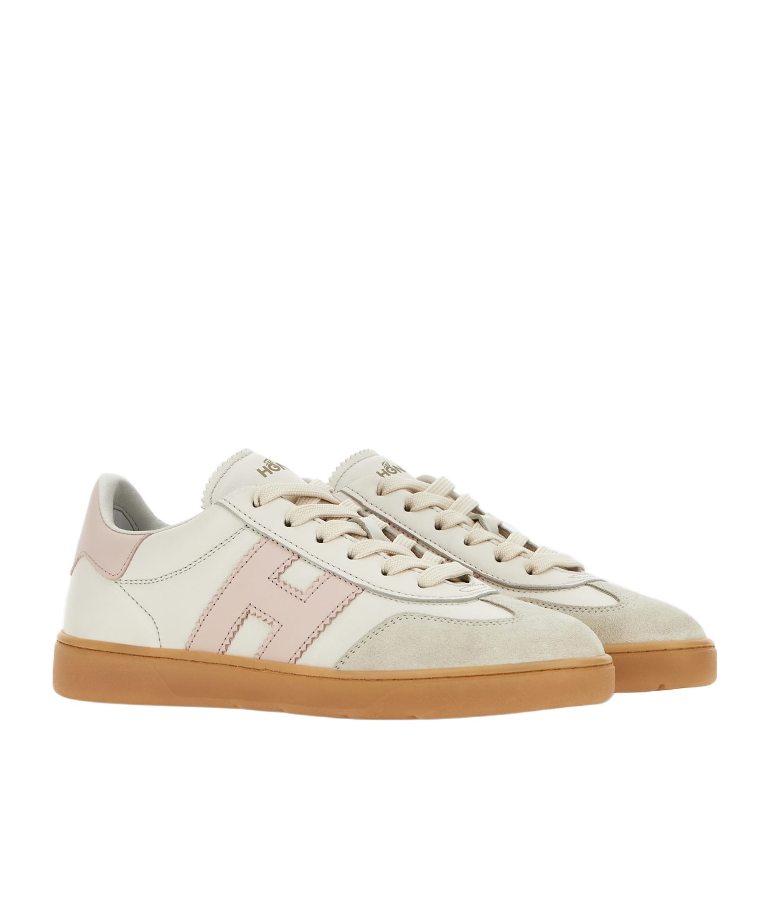 Hogan Cool Low-top Sneakers With Contrasting Suede And Leather In Nude