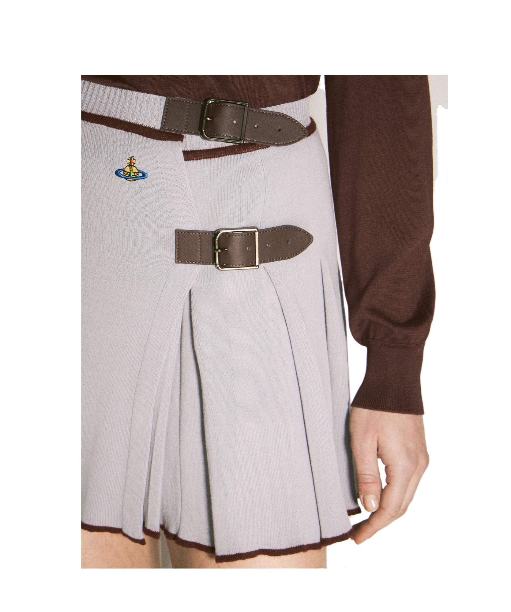Vivienne Westwood Mens Pigeon Grey Valentina Logo-embroidery Cotton And Wool-blend Knit Kilt In Nude