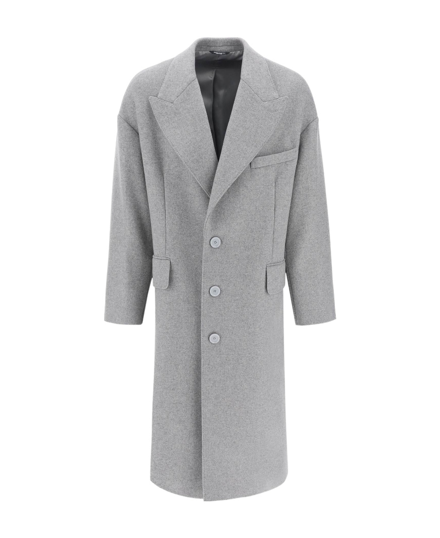 Dolce & Gabbana Oversize Single-breasted Wool-blend Coat In Gray