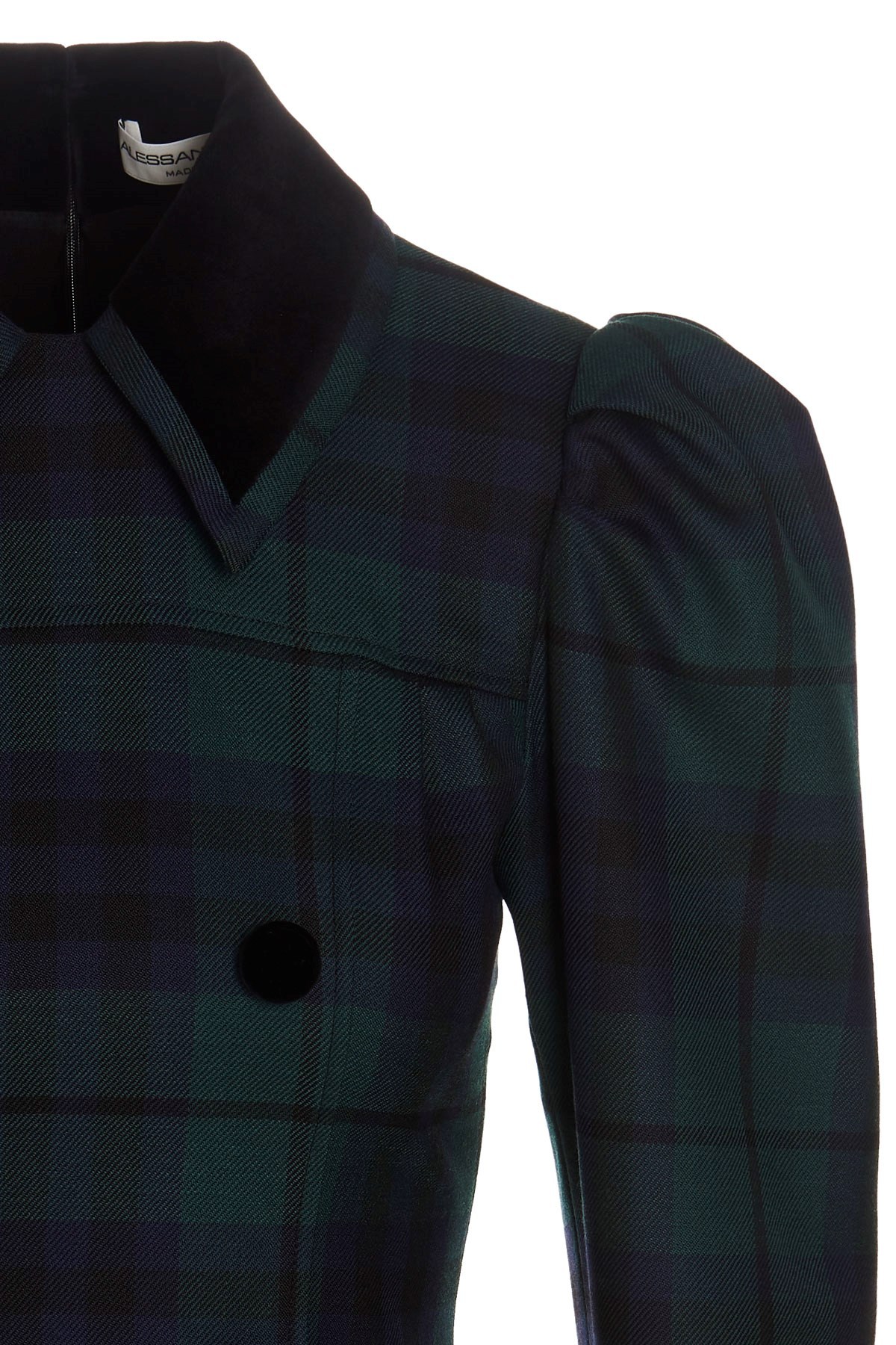 Alessandra Rich Wool Tartan-check Mini Dress In Black