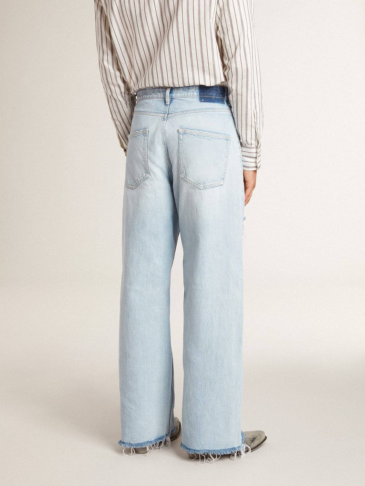 Golden Goose Mens Pants In Lived-in Effect Denim In Light Blue