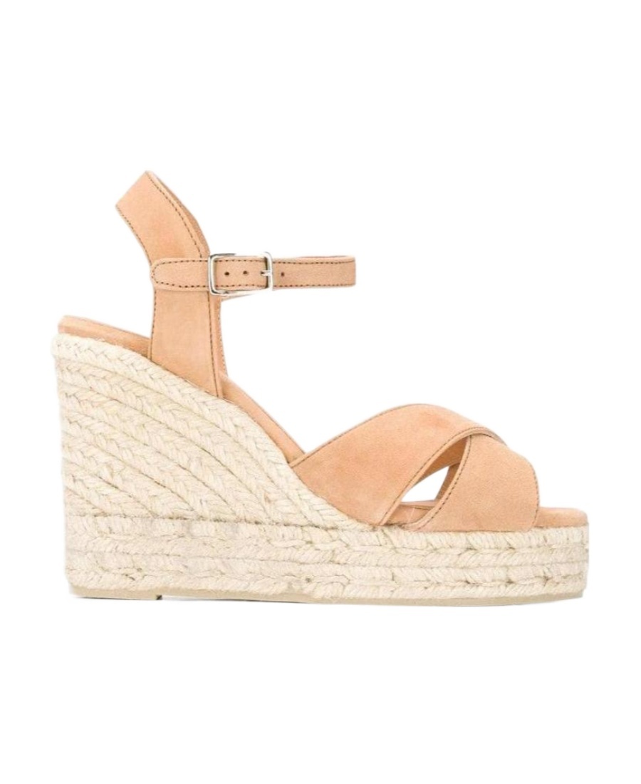 Castaã±er Blaudell Wedge Straw Shoes In Multi