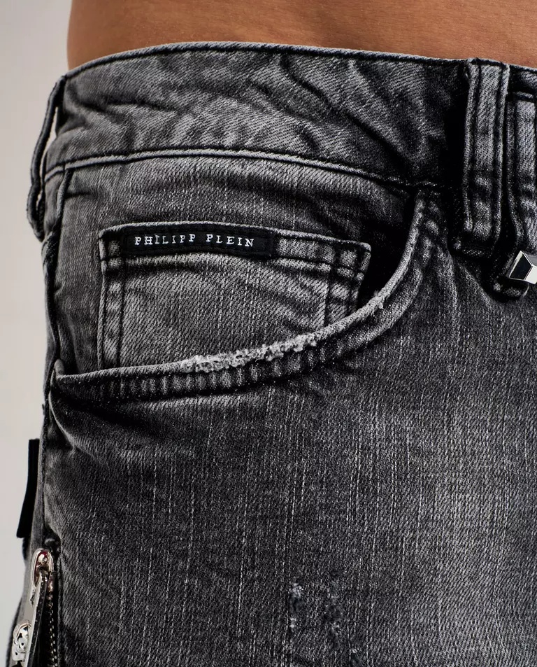 Philipp Plein Belt Loop Jeans In Gray