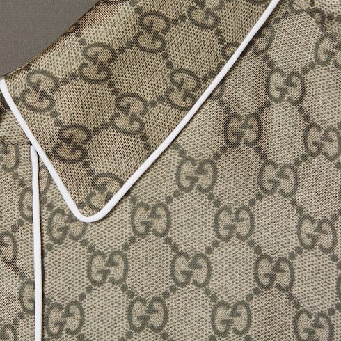 Gucci Gg Supreme-print Silk Midi Dress In Gray