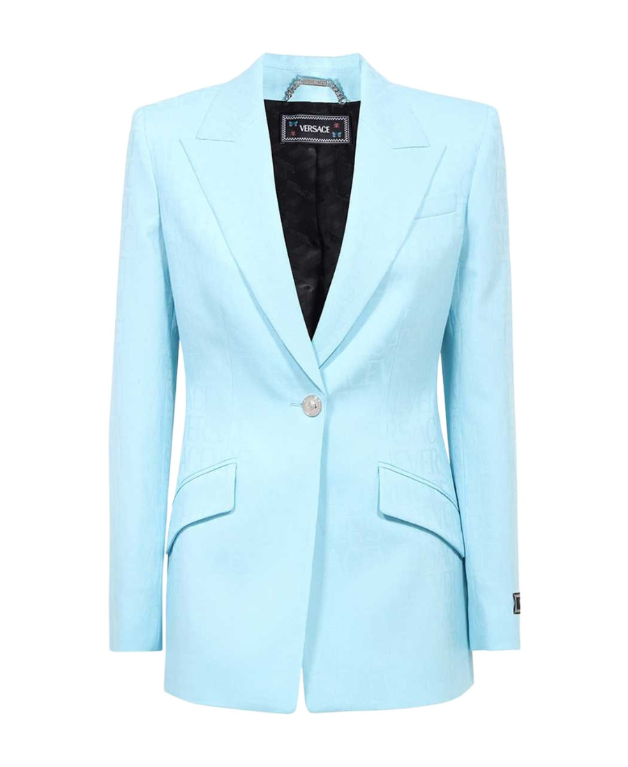 Versace Long Sleeved Suit Jacket In Blue